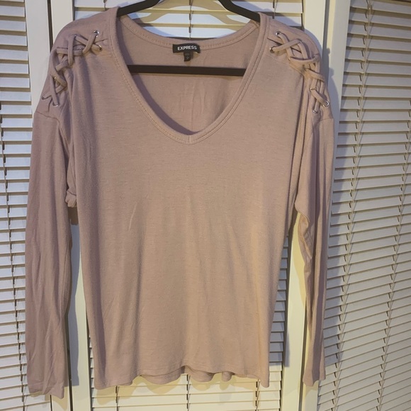 Express Sweaters - Express Blush Long Sleeve Top | Cozy Nude Sweater